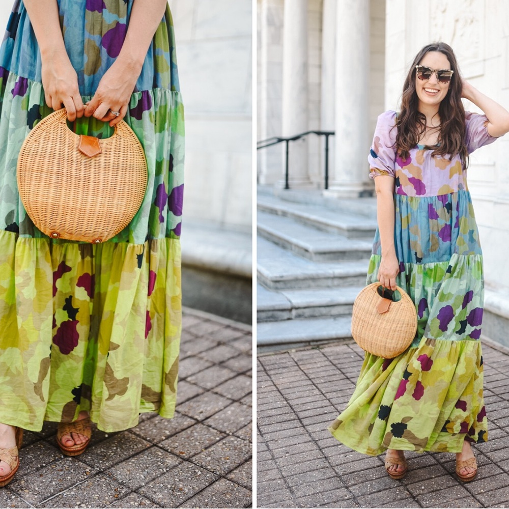 NWT Anthropologie Caroline Tiered Maxi Dress Foral Cotton Silk Bohemian XS New